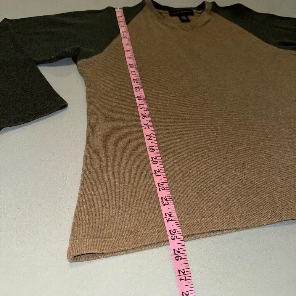 Banana Republic Sweater Men's Medium Tan 100% Cotton V-Neck Long Sleeve Pullover